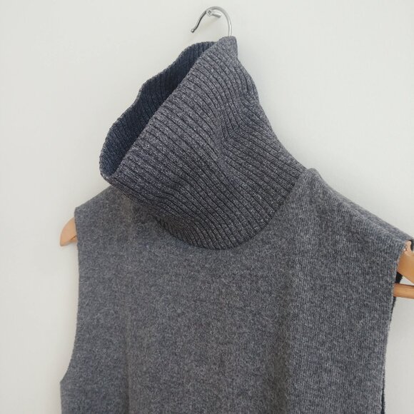 Zara grey sleeveless turtleneck sweater top Medium cotton blend - Picture 6 of 14